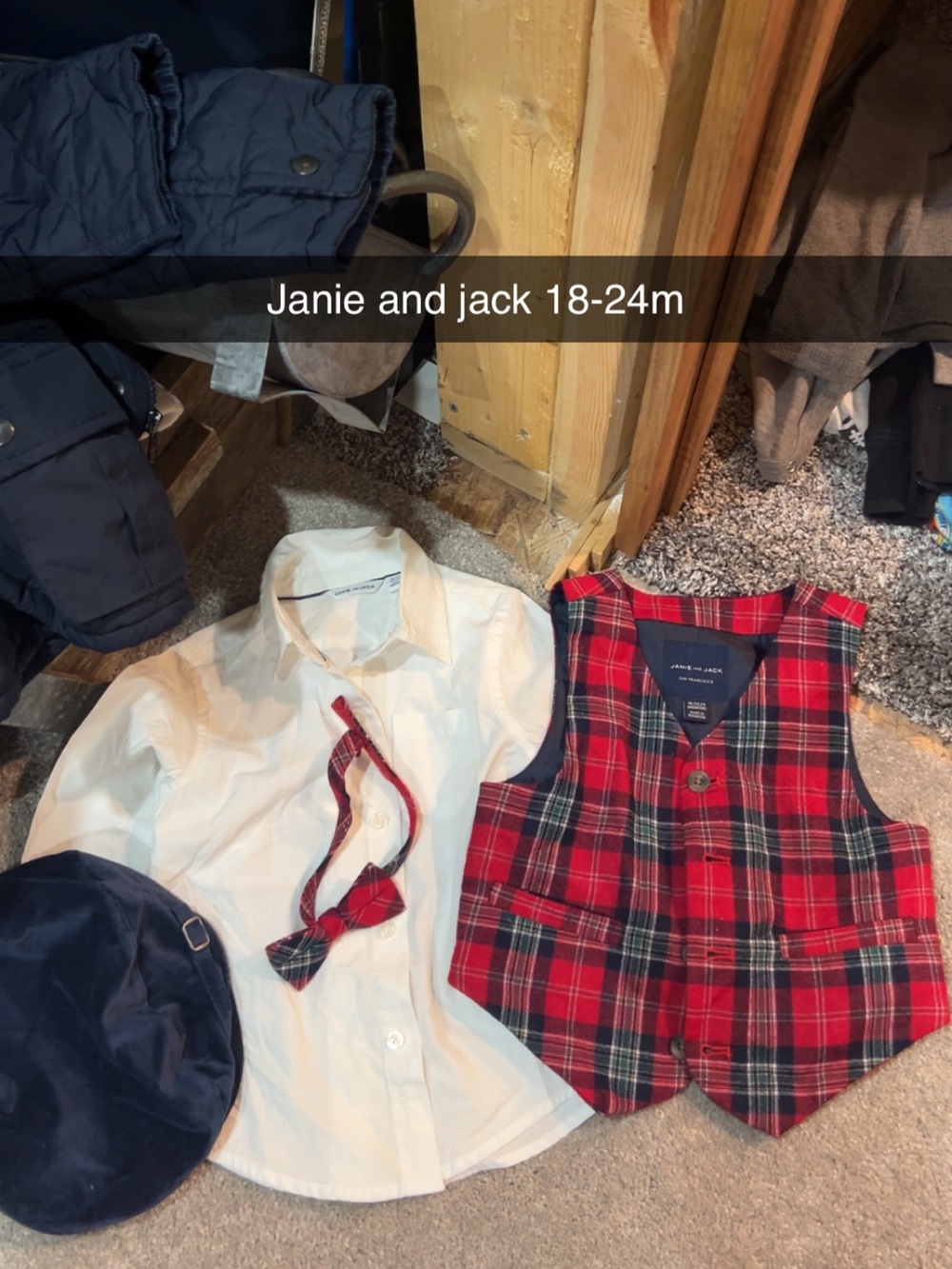 Janie and Jack Red Plaid Vest with Bow Tie Set